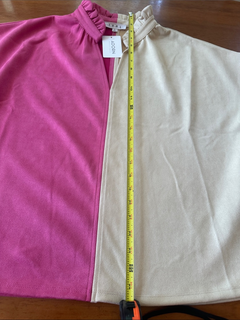 THML Split Pink and Cream Short Sleeve Tunic - Picture 6 of 9